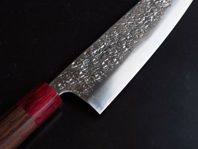 Photo1: [KISUKE] WA-Gyuto (chef's knife about 190mm brade, ATS-34 stainless / stainless Warikomi, Red sandalwood Handle)