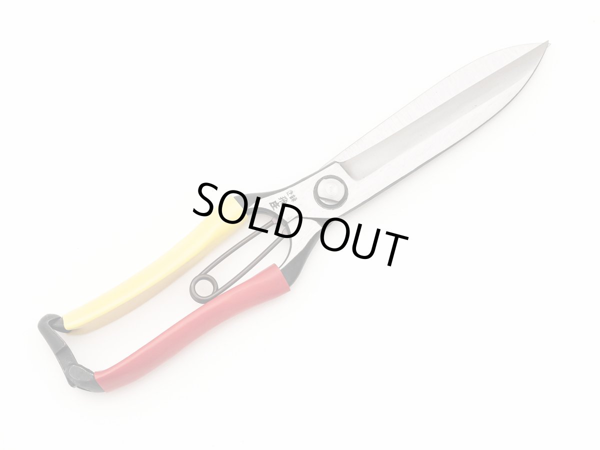 Tobisho, Left-Handed Topiary Shears 270mm (10.6") left-handed double bevel straight blade forged in Yamagata Japan — full view of blade and handle