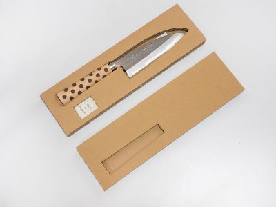 Photo1: [Sasaoka] "SANUKI no MEGUMI" Santoku chef knife about 150mm brade (Blue Papar Steel No.2)