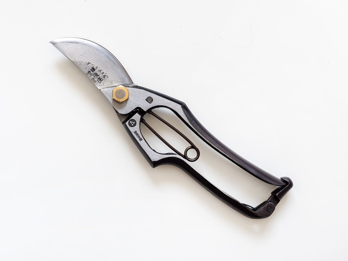 Photo1: [Tobisho] Pruners A-type 200mm (Damascus / Edge : Aogami steel) (1)