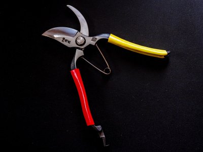 Photo1: [Tobisho] Pruners B-type 200mm (Red and Yellow taped handle)